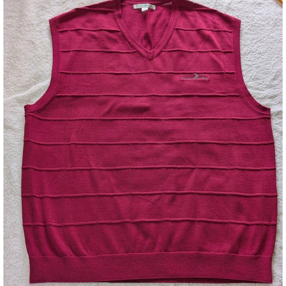 Cutter & Buck Mens XL Golf Sweater Vest Red Mercerized Cotton Chambers Bay